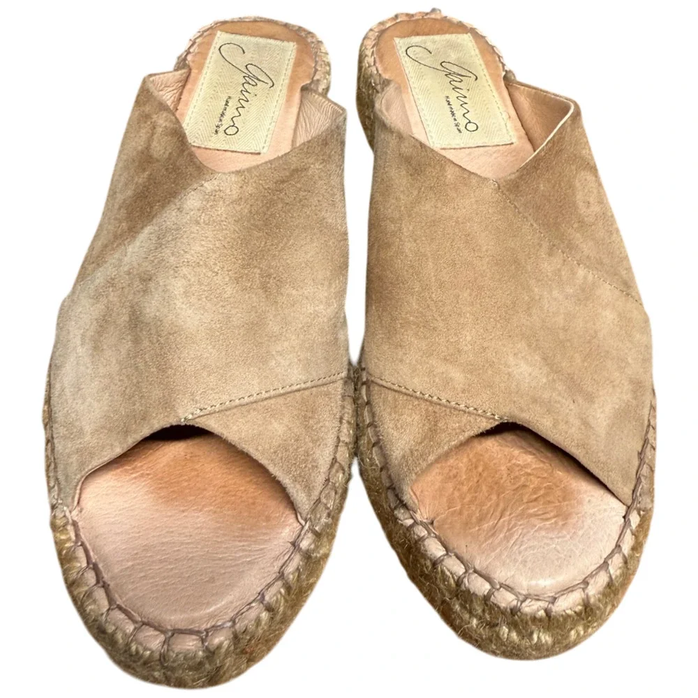 Gaimo Women's 6 Tan Suede Espadrilles Open Toe Wedge Low Platform